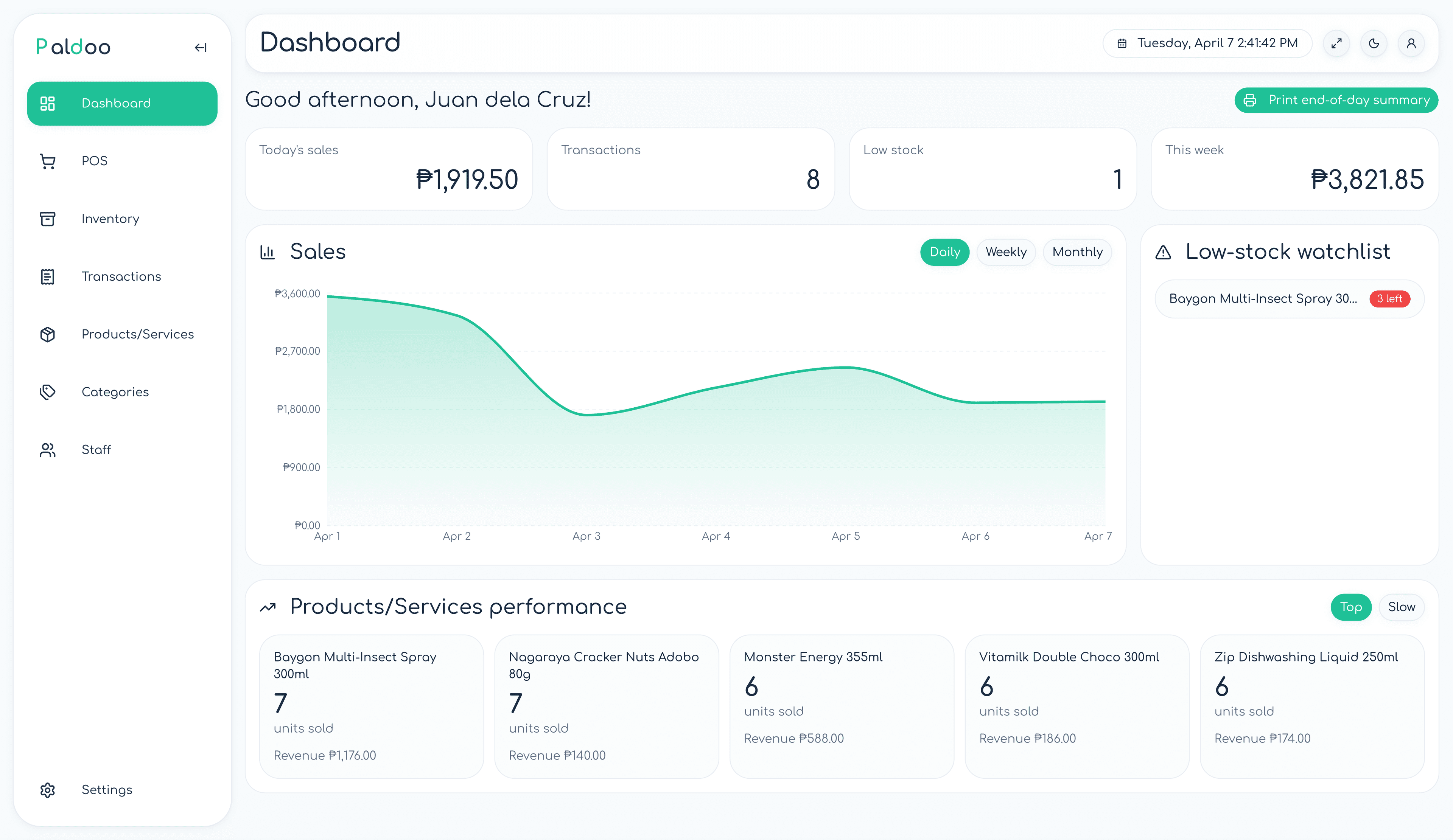 Paldoo dashboard